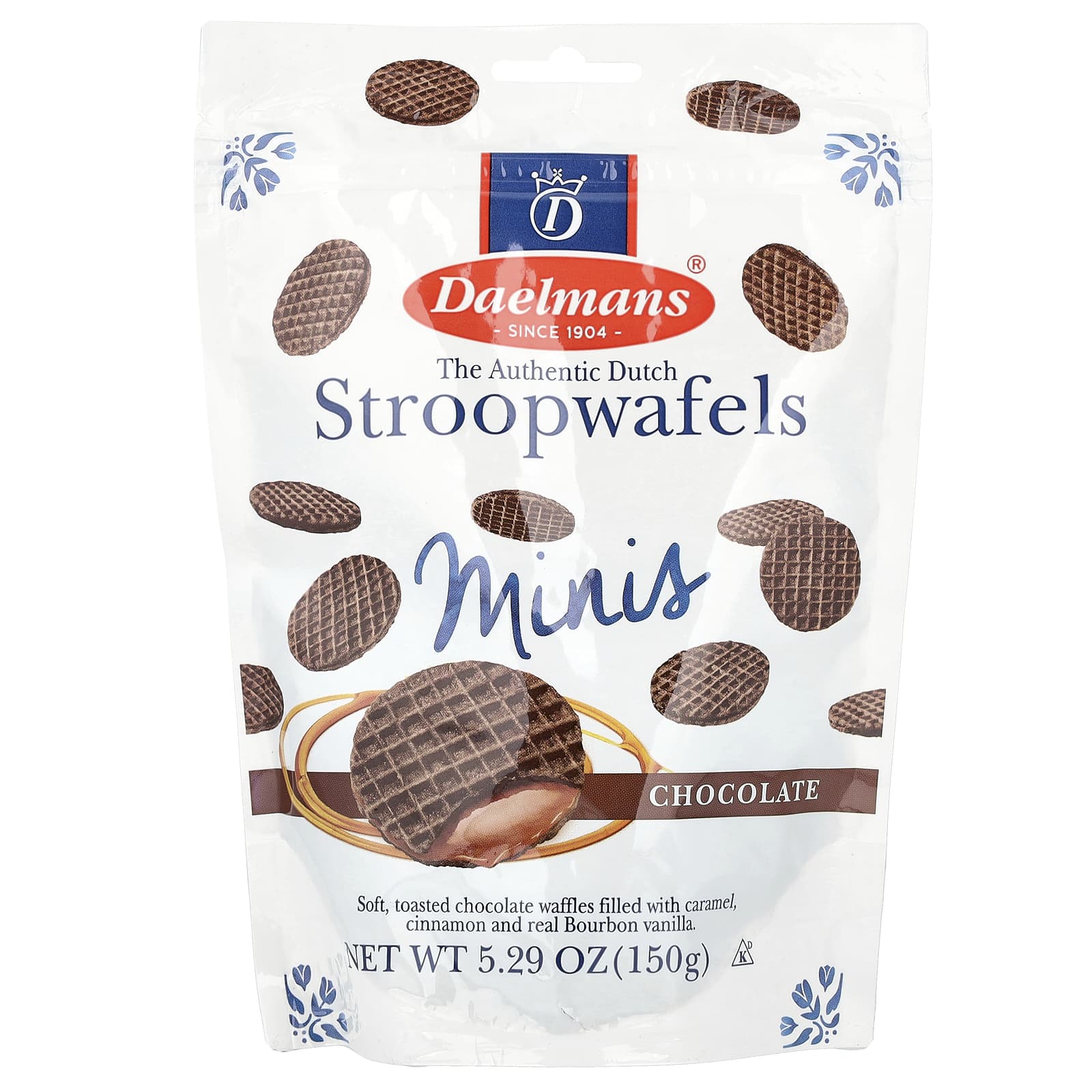 ミニストロープワッフル、チョコレート、150g（5.29オンス）