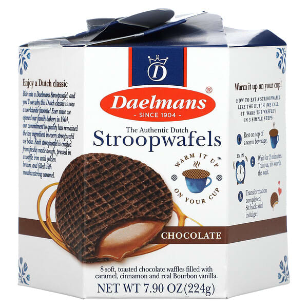 Daelmans, 荷式松餅，巧克力焦糖口味，8個華夫餅，7.90盎司(224克)