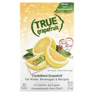 True Citrus, True Grapefruit, кристаллизованный грейпфрут, несладкий, 32 пакетика, 25,6 г (0,90 унции)