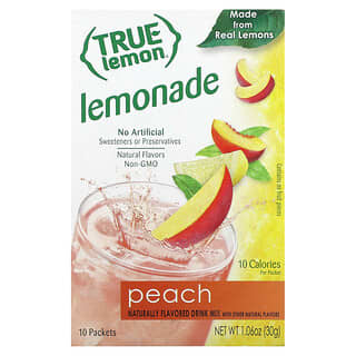 True Citrus, True Lemon，檸檬水味，桃子，10 包，每包 0.11 盎司（3 克）