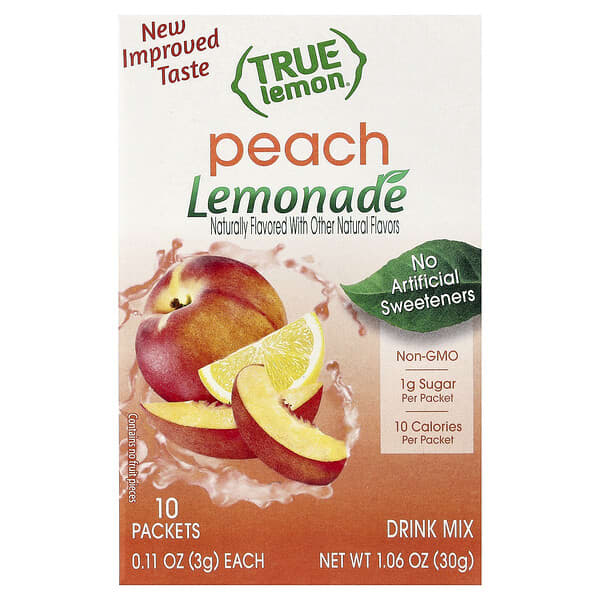True Citrus, True Lemon, 레모네이드, 복숭아, 10팩, 개당 3g(0.11oz)