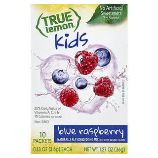 True Citrus, True Lemon®, Mezcla para preparar bebidas para niños, Frambuesa azul, 10 sobres, 3,6 g (0,13 oz) cada uno