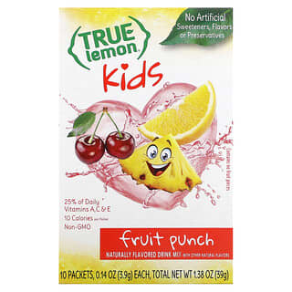 ترو سيترس‏, مزيج شراب الليمون الحقيقي للأطفال ، كوكتيل فواكه ، 10 أكياس 0.14 أونصة (3.9 جم) لكل كيس