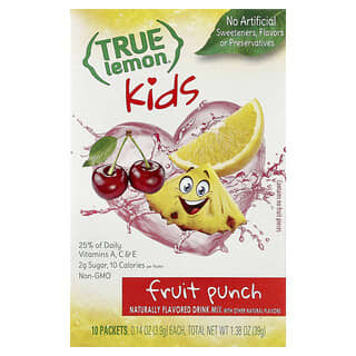 True Citrus, True Lemon（トゥルーレモン）、お子様向けドリンクミックス、フルーツパンチ、10袋、各3.9g（0.14オンス）