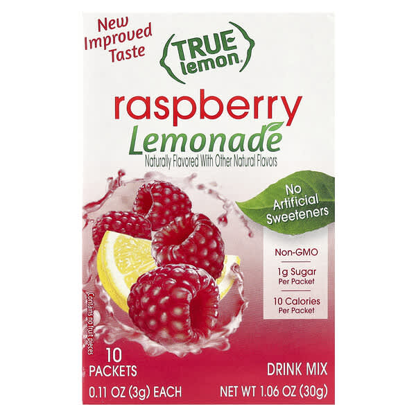 True Citrus, True Lemon®, малиновый лимонад, 10 пакетиков по 3 г (0,11 унции)