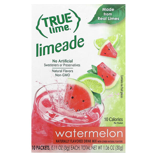 True Citrus, True Lime，檸檬水，西瓜，10 包，每包 0.11 盎司（3 克）