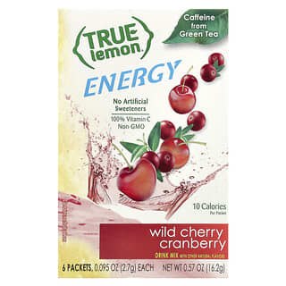 True Citrus, True Lemon®, Energy, Wild Cherry Cranberry, 6 Packets, 0.095 oz (2.7 g) Each