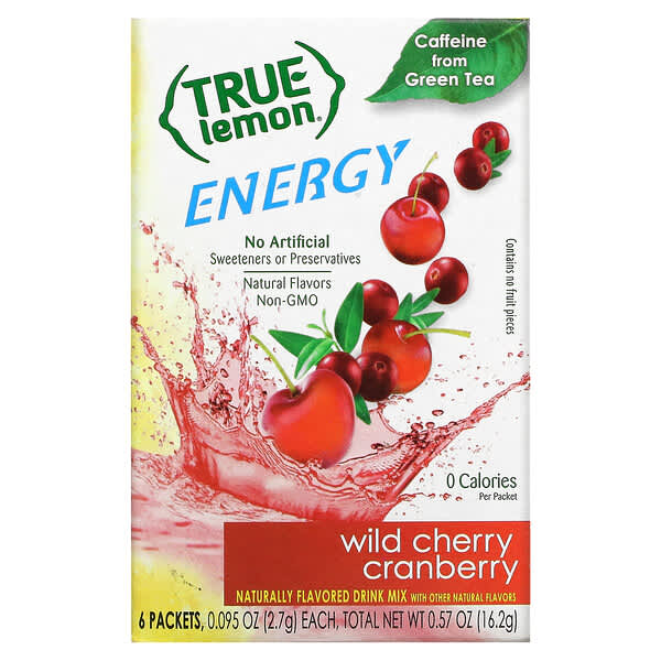 True Citrus, True Lemon, Energy, Wild Cherry Cranberry, 6 Packets, 0.