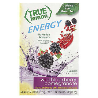 True Citrus, True Lemon®, Energy, Wild Blackberry Pomegranate, 6 Packets, 0.095 oz (2.7 g) Each