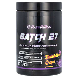 TC Nutrition, Batch 27, Clinically Dosed Preworkout, Bubblegum Grape, 12.35 oz (350 g)