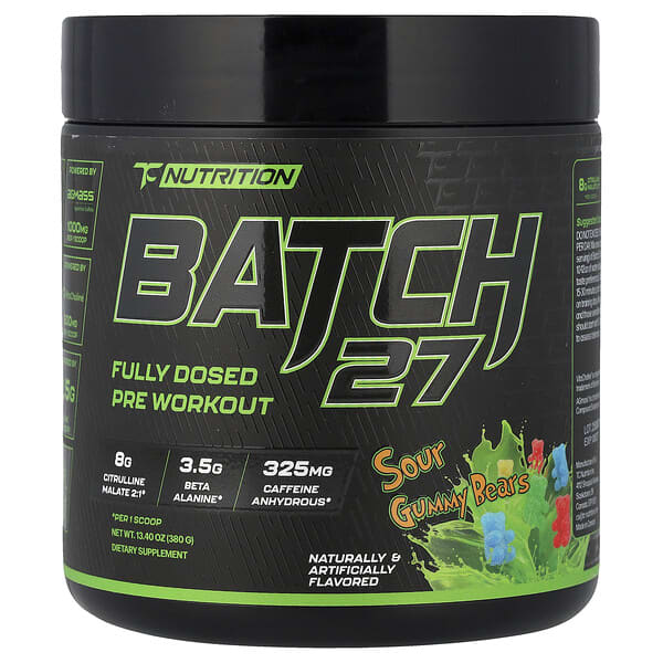 Batch 27, Fully Dosed Pre Workout, Sour Gummy Bears, 13.4 oz (380 g)
