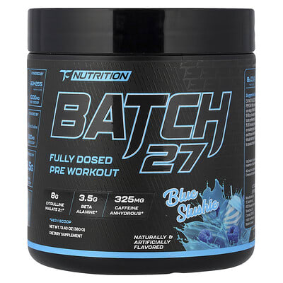 TC Nutrition, Batch 27, Fully Formulated Pre-Workout Supplement, Blue Slurpee Flavor, 13.4 oz (380 g)