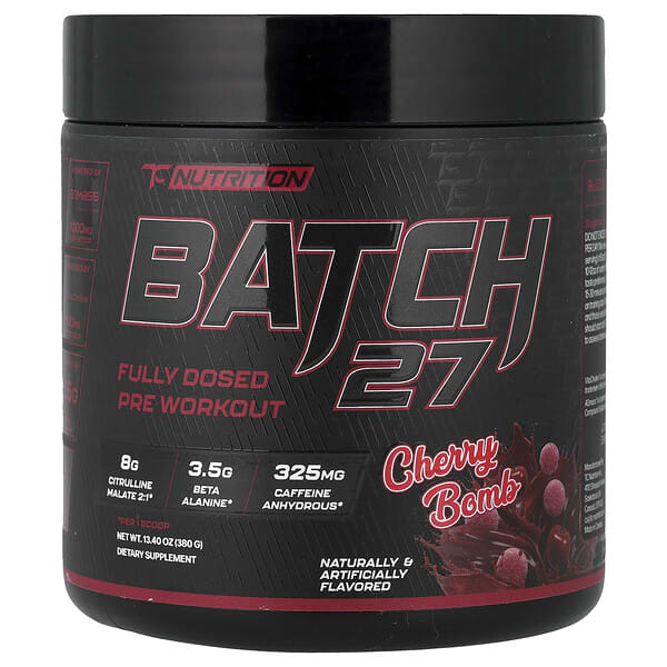 Batch 27, Fully Dosed Pre Workout, Cherry Bomb, 13.4 oz (380 g)