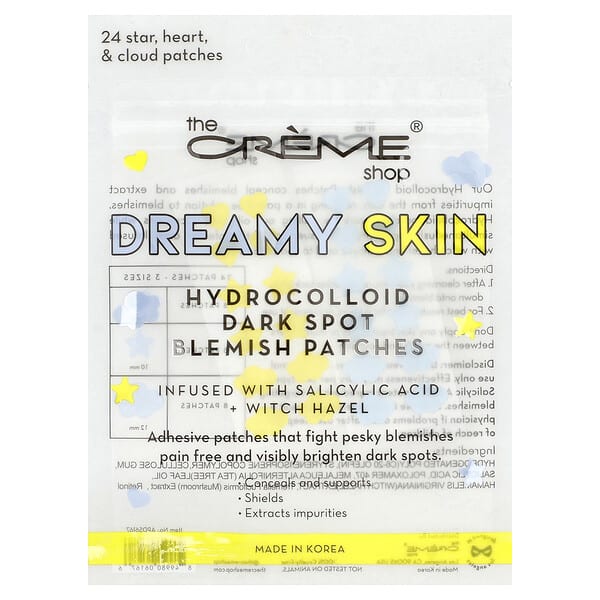 The Creme Shop, 드리미 스킨, 하이드로콜로이드 다크 스팟 블레미쉬 패치, 스타, 하트 & 구름, 패치 24매