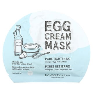 Too Cool for School, Masque de crème aux œufs, Resserrement des pores, 1 feuille, 28 g (0,98 oz)