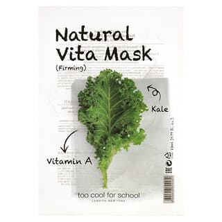 Too Cool for School, Mascarilla de belleza natural Vita (reafirmante) con vitamina A y col rizada, 1 lámina, 23 ml (0,77 oz. Líq.)