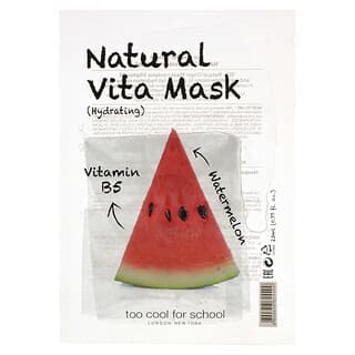 Too Cool for School, Máscara Natural Vita Beauty (Hidratante) com Vitamina B5 e Melancia, 1 Folha, 23 ml (0,77 fl oz)