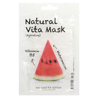 Too Cool for School, Mascarilla de belleza natural Vita (hidratante) con vitamina B5 y sandía, 1 lámina, 23 ml (0,77 oz. Líq.)