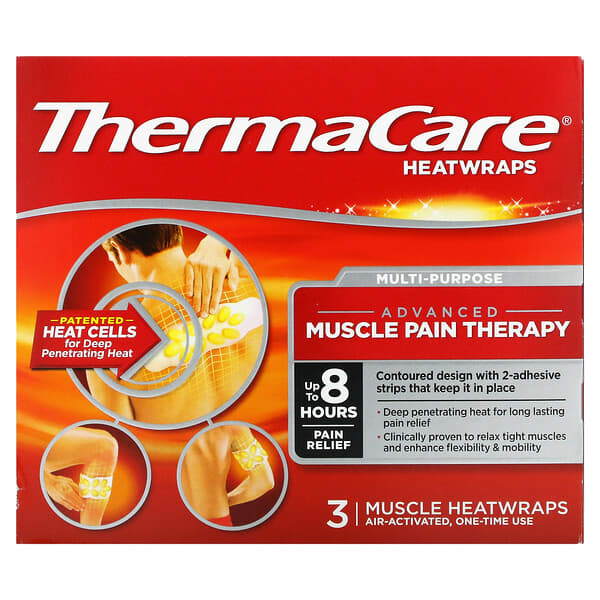 ThermaCare, Advanced Muscle Pain Therapy, 3 Muscle Heatwraps