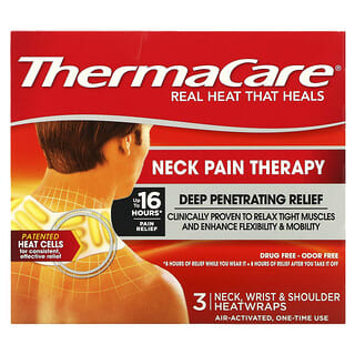 ThermaCare, Neck Pain Relief、Neck、 Wrist & Shoulder Heatwraps、3枚