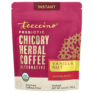 Teeccino, растворимый травяной кофе, ваниль и орех, средней обжарки, без кофеина, 100 г (3,53 унции)