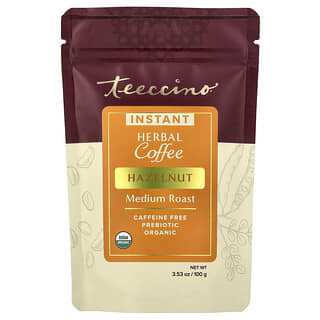 Teeccino, Instant Herbal Coffee, Hazelnut, Medium Roast, Caffeine Free, 3.53 oz (100 g)