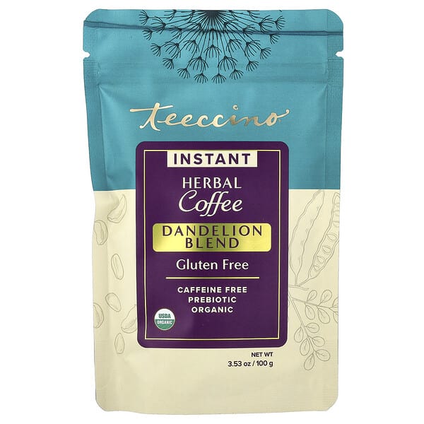 Teeccino, 인스턴트 허브 커피, 민들레 혼합물, 카페인 무함유, 100g(3.53oz)