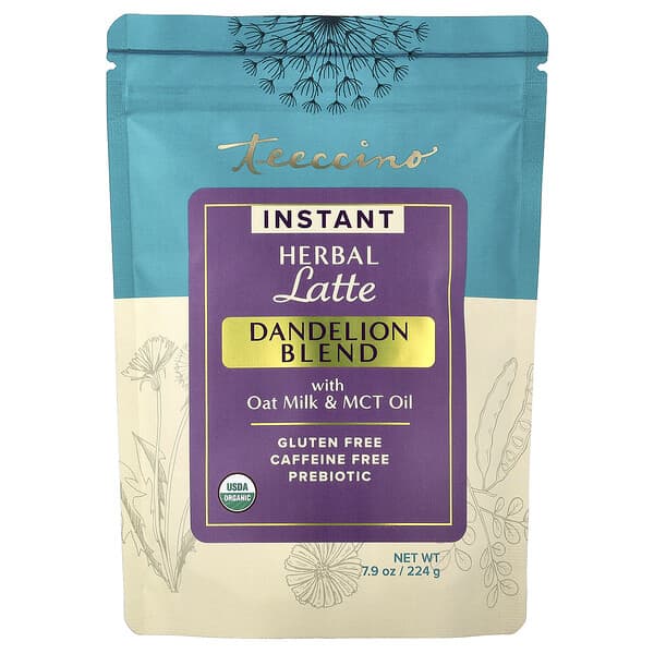 Teeccino, 인스턴트 허브 라떼, 민들레 혼합물, 카페인 무함유, 224g(7.9oz)