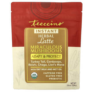 Teeccino, Растворимый травяной латте, чудодейственные грибы, без кофеина, 224 г (7,9 унции)