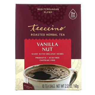 Teeccino, Roasted Herbal Tea, Vanilla Nut, Caffeine Free, 10 Tea Bags, 2.12 oz (60 g)