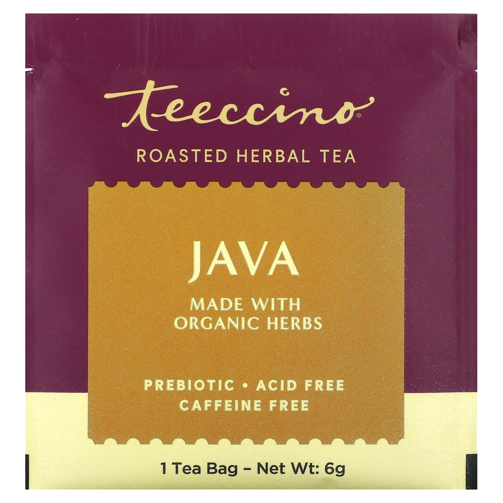 Teeccino, Roasted Herbal Tea, Java, Caffeine Free, 25 Tea Bags, 5.3 oz
