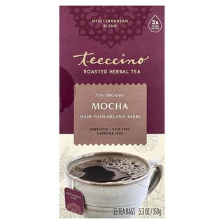 Teeccino, Roasted Herbal Tea, Mocha, Caffeine Free, 25 Tea Bags, 5.3 oz (150 g)