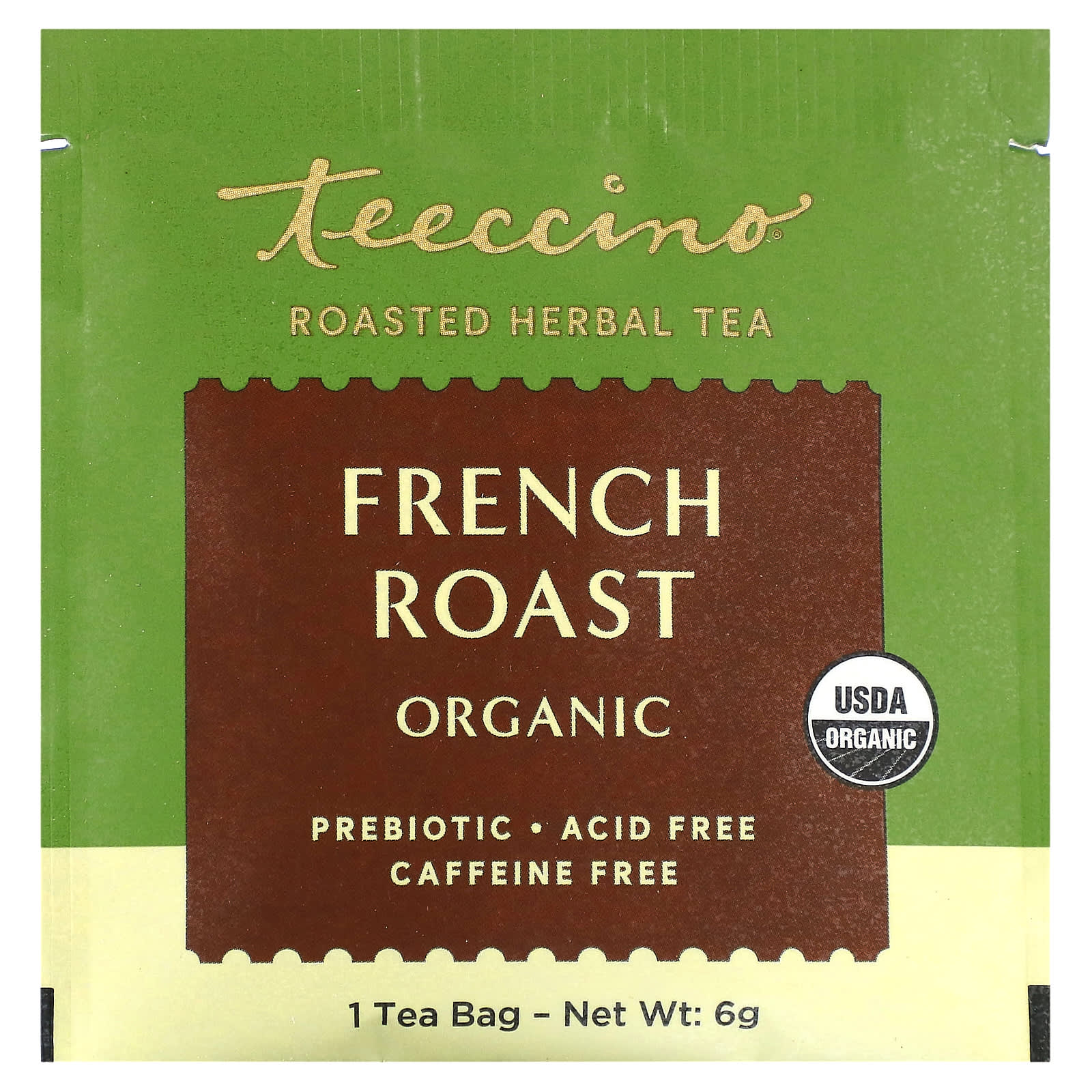 Teeccino, Organic Roasted Herbal Tea, French Roast, Caffeine Free, 10