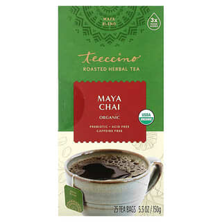Teeccino, Té de hierbas tostadas orgánicas, Chai maya, Sin cafeína`` 25 bolsitas de té, 150 g (5,3 oz)