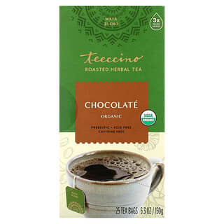 Teeccino, Té de hierbas tostadas orgánicas, Chocolate, Sin cafeína`` 25 bolsitas de té, 150 g (5,3 oz)