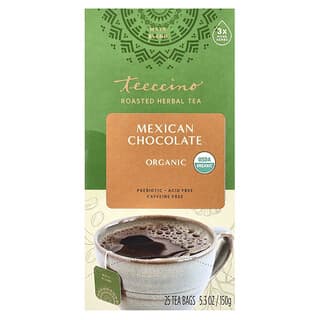 Teeccino, 유기농 볶은 허브차, 멕시코 초콜릿, 카페인 무함유, 티백 25개, 150g(5.3oz)
