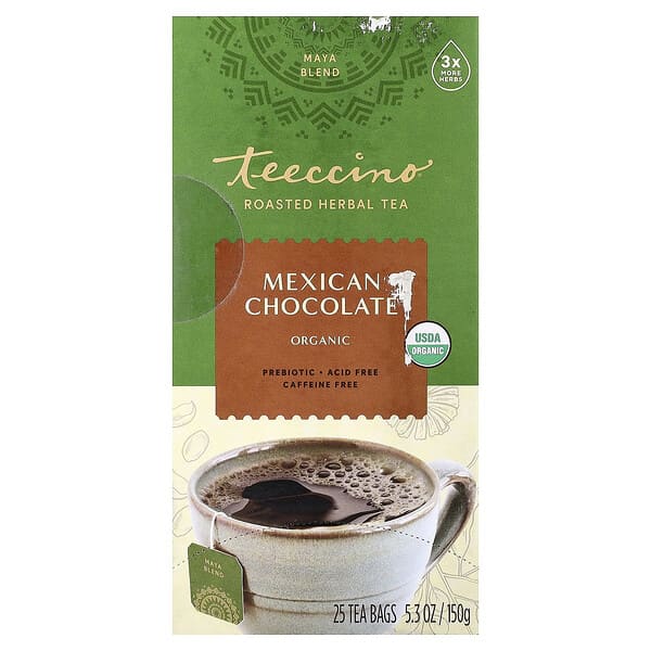 Organic Roasted Herbal Tea, Mexican Chocolate, Caffeine Free, 25 Tea Bags, 5.3 oz (150 g)