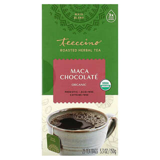 Teeccino, 유기농 볶은 허브차, 마카 초콜릿, 카페인 무함유, 티백 25개, 150g(5.3oz)
