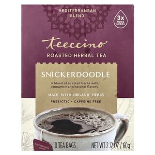 Teeccino‏, תה צמחים קלוי, Snickerdoodle, נטול קפאין, 10 שקיקי תה, 60 גרם (2.12 אונקיות)