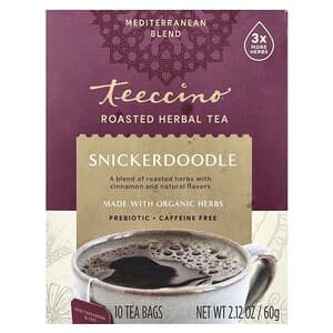 Teeccino, Roasted Herbal Tea, Snickerdoodle, Caffeine Free, 10 Tea Bags, 2.12 oz (60 g)