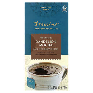 Teeccino, Roasted Herbal Tea, Dandelion Mocha, Caffeine Free, 25 Tea Bags, 5.3 oz (150 g)