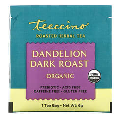 Teeccino, Organic Roasted Herbal Tea, Dandelion Dark Roast, Caffeine Free, 10 Tea Bags, 2.12 oz (60 g)