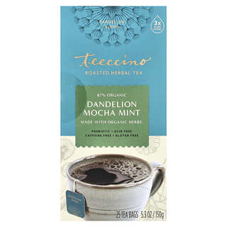 Teeccino, Roasted Herbal Tea, Dandelion Mocha Mint, gerösteter Kräutertee, Löwenzahn-Mokka-Minze, koffeinfrei, 25 Teebeutel, 150 g (5,3 oz.)