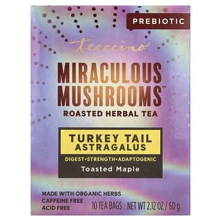 Teeccino, Ceai din plante cu ciuperci, coada de curcan astragalus, arțar prăjit, fără cofeină, 10 pliculete de ceai, 2,12 oz (60 g)