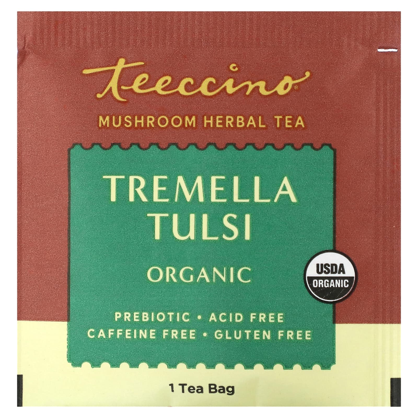 Teeccino, Mushroom Herbal Tea, Tremella Tulsi, Cardamom, Caffeine Free