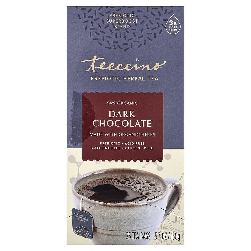 プレバイオティクス ハーブティー、ダークチョコレート、カフェイン