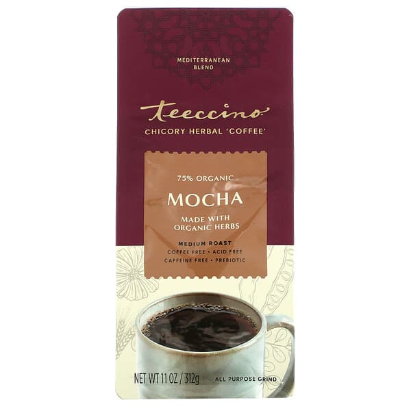 Teeccino, травяной кофе из цикория, мокка, средней прожарки, без кофеина, 312 г (11 унций)
