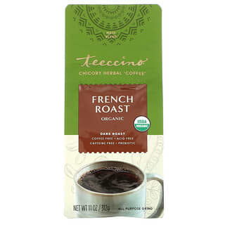 Teeccino, Café herbal de achicoria orgánico, Tostado francés, Tostado oscuro, Sin cafeína, 312 g (11 oz)