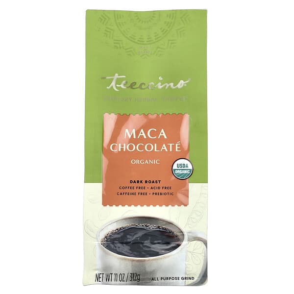 Teeccino, 有機菊苣草本“咖啡”，瑪卡巧克力，深度烘焙，無咖啡萃取，11 盎司（312 克）