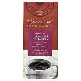 تيتشينو‏, قهوة الفطر والأعشاب ، شزندرة كورديسيبس ، توت القرفة ، تحميص متوسط ، خالٍ من الكافيين ، 10 أونصة (284 جم)